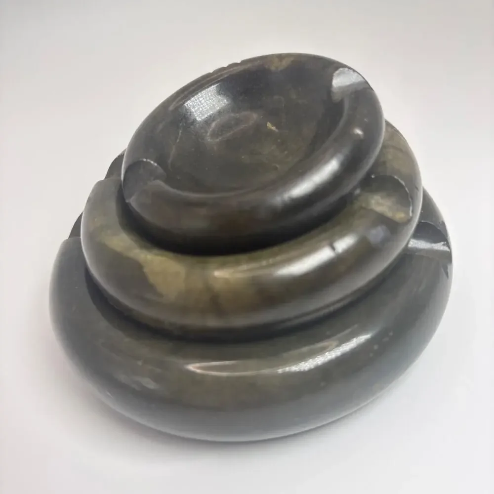 Rare Vtg Alabaster Nesting Set 3 Owl Ashtray/Candy Trinket Dish Made in Italy